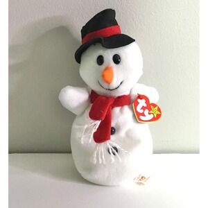 Ty Beanie Baby Snowball Snowman 1996 Vintage Plush Toy Red Scarf Hat 4201